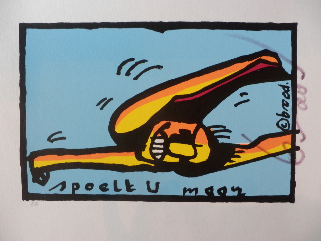 HERMAN BROOD, Gelimiteerde en HANDGESIGNEERDE Zeefdruk  SPOELT U MAAR kopen? Bied vanaf 89!