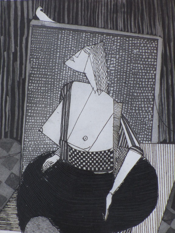 Theo Beerendonk, Kubistisch halfnaakt op stoel, Ets, atelierdruk kopen? Bied vanaf 35!