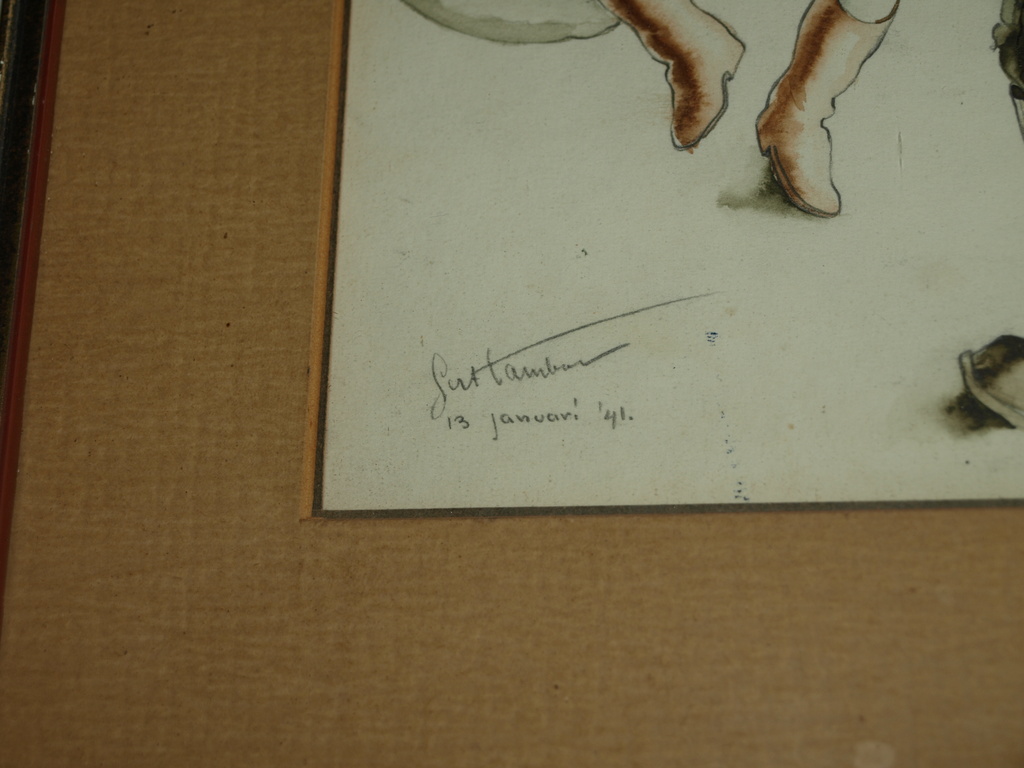 Ger Tamboer (1917-1982) : Tekening – Dansen – gesigneerd & ingelijst - 1941 kopen? Bied vanaf 1!