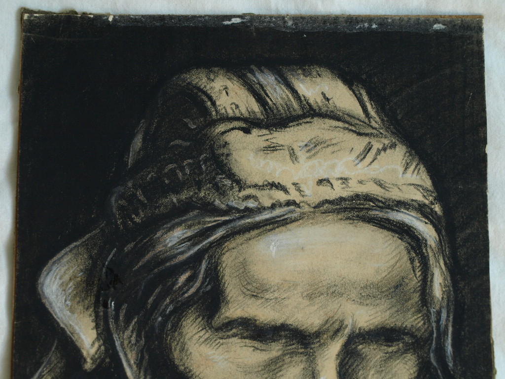 Onbekend : Tekening , Portret vrouw, omlaag kijkend – ca 1920 - Elias Smalhout  kopen? Bied vanaf 1!