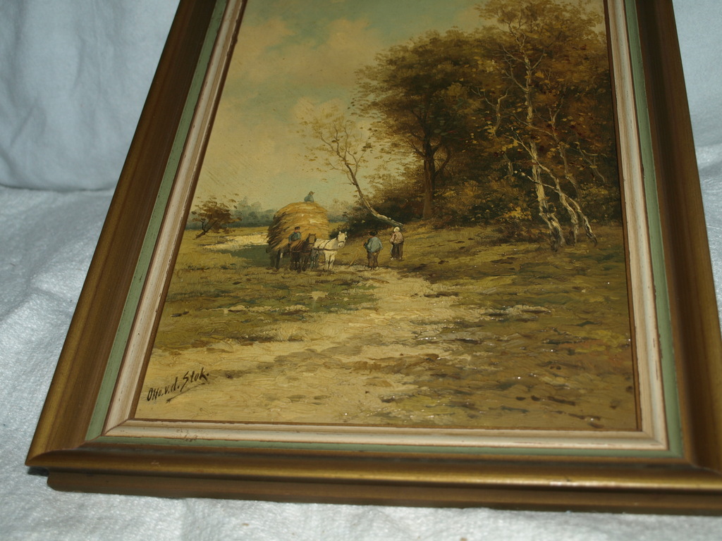 Otto van der Stok : Olieverf op paneel – “Hooiwagen” – Gesigneerd – ca 1920  kopen? Bied vanaf 50!
