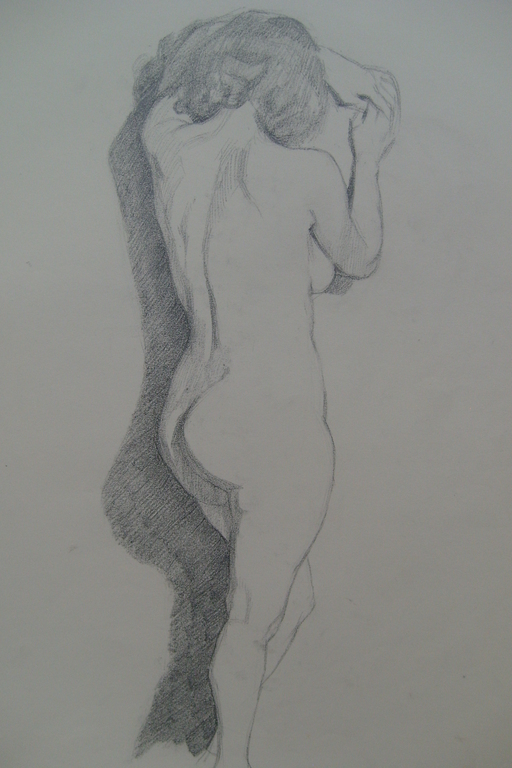 A.A.H.Arens, getekend, staand naakt, kopen? Bied vanaf 25!