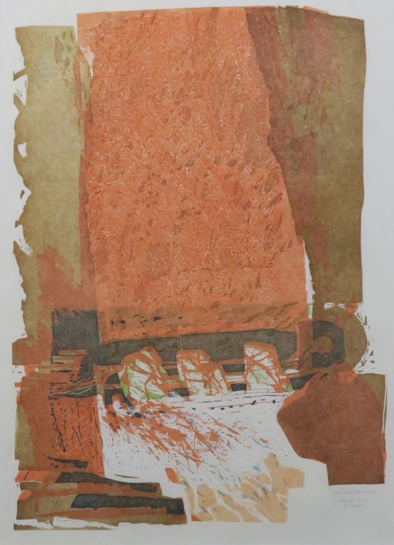 Jaap Ploos van Amstel: Linosnede, Sacrale bron te Delphi - Ingelijst kopen? Bied vanaf 1!