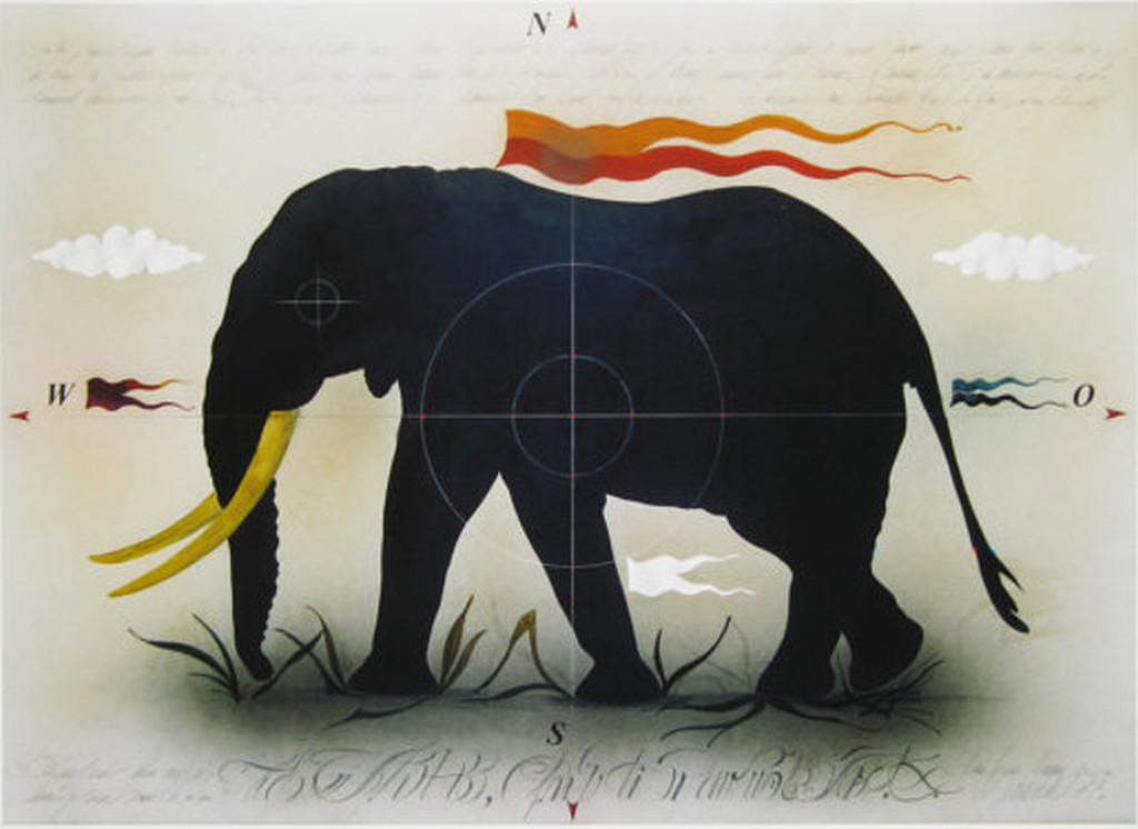 Alois Janak. -De Zwarte Olifant- Litho. Handgesigneerd/Genummerd, 2013. verkocht voor € 79!