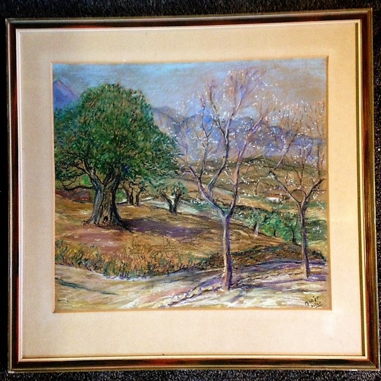 Onbekende kunstenaar (alleen monogram M.W.), pastel, landschap in Spanje kopen? Bied vanaf 25!