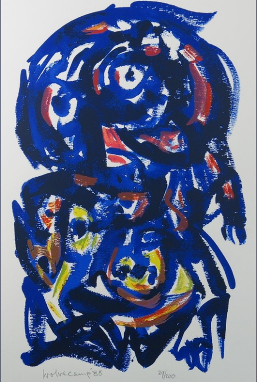 Theo Wolvecamp: Zeefdruk, Blauw figuur kopen? Bied vanaf 100!