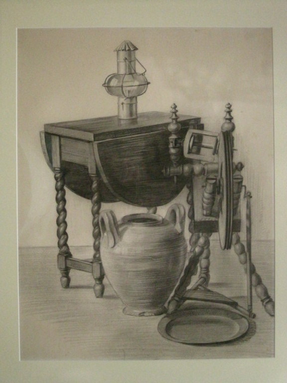 Mooie vroeg 20e Eeuwse tekening "stilleven met spinnewiel" niet gesigneerd kopen? Bied vanaf 1!