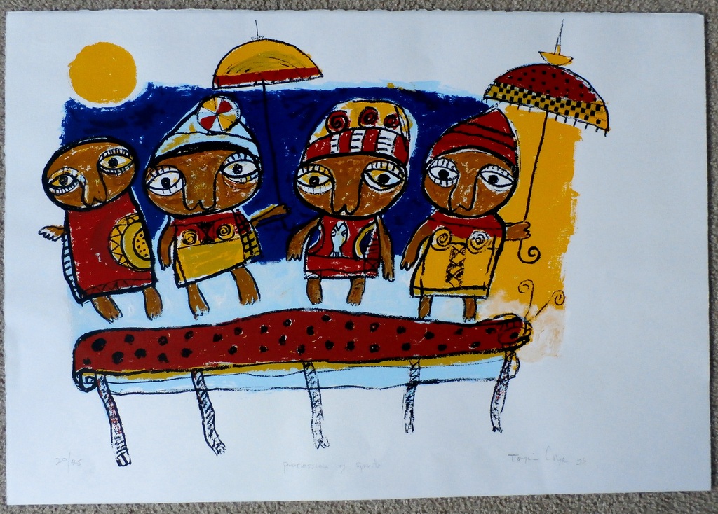 Toyin Loye - zeefdruk: Procession of spirits- 1996 kopen? Bied vanaf 125!