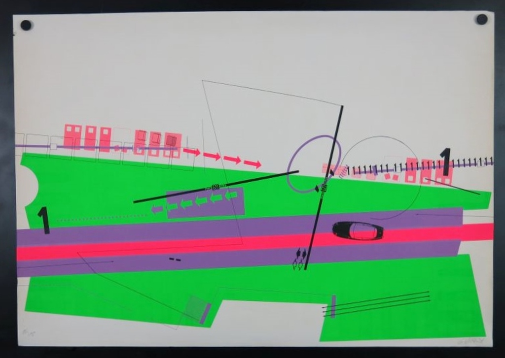 Gerard Verdijk: Zeefdruk, Zonder titel (Snelweg)  kopen? Bied vanaf 1!