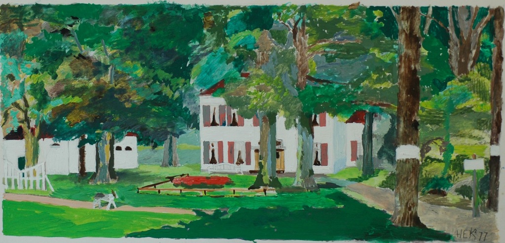 Hans Ebeling Koning: gouache/verf op papier, Het Hondje verkocht voor € 95!