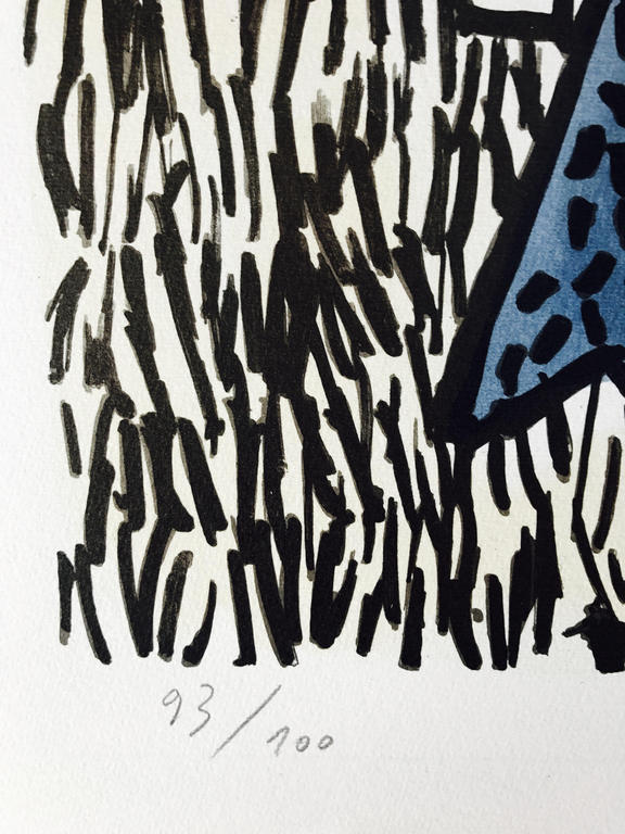 Corneille - le chien bleu -  69 x49 cm  - 1975 kopen? Bied vanaf 295!