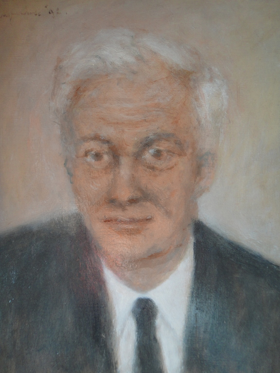 Theo Swagemakers - olieverf op board - portret van professor JN van Wessem verkocht voor € 50!