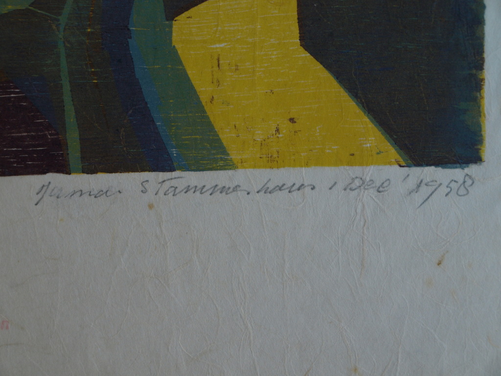 Herman Stammeshaus :  Houtsnede – IJmuiden Haringhaven - 1958 kopen? Bied vanaf 25!