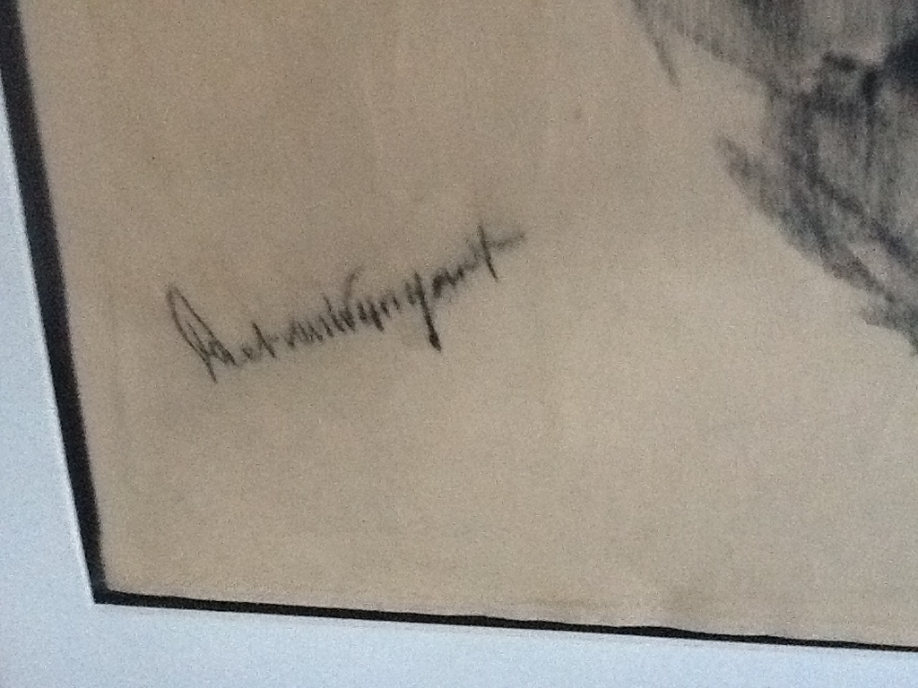 Piet van Wijngaerdt : Handgesigneerde zwartkrijt tekening. kopen? Bied vanaf 35!