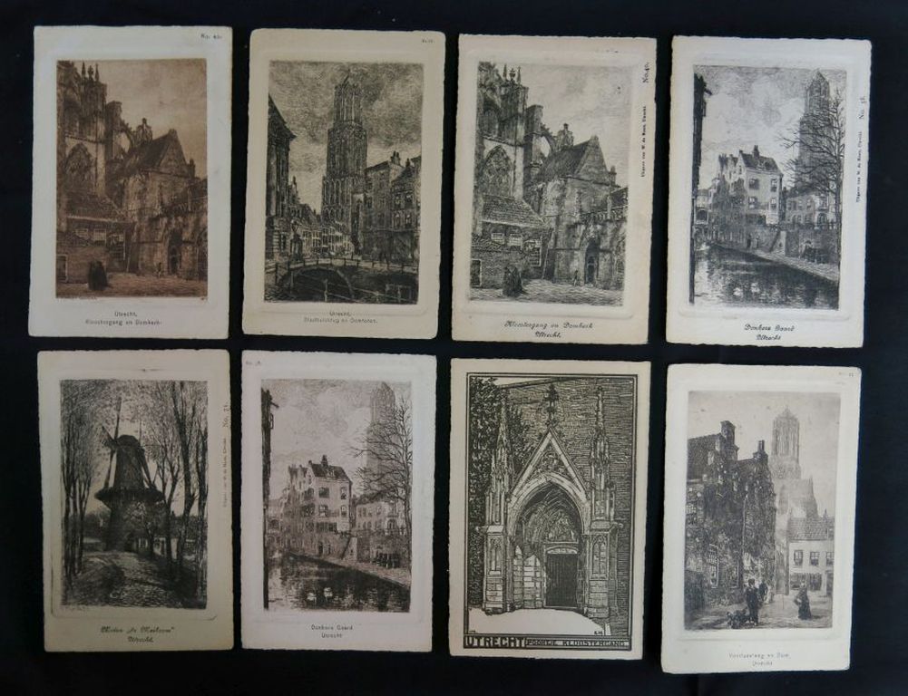 Okskar Paul Matthes: 7x Ets op ansichtkaart + 1x onbekend, 'Utrecht' kopen? Bied vanaf 40!