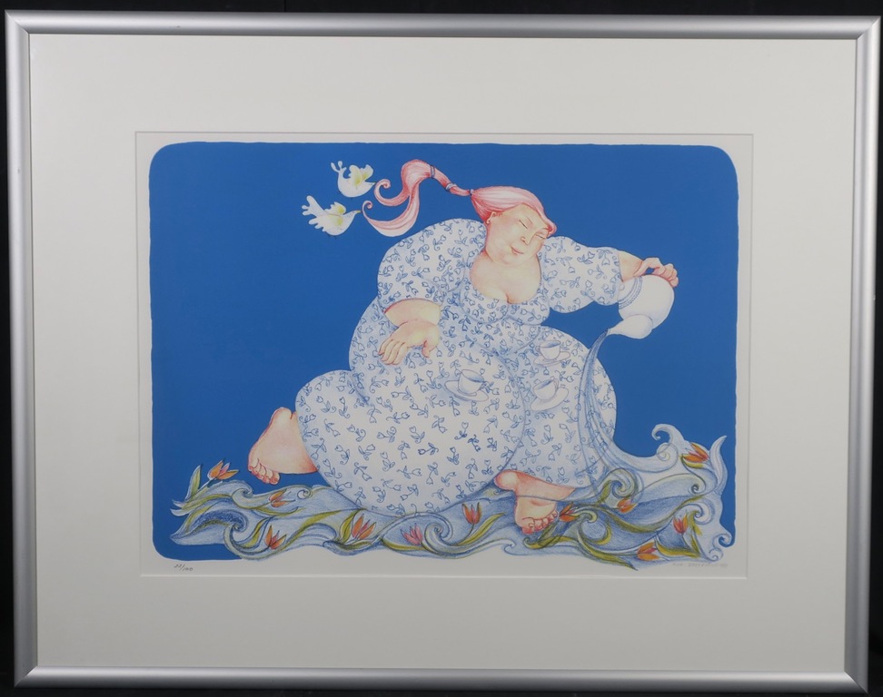 Ada Breedveld: Litho, De watervrouw - Ingelijst verkocht voor € 80!