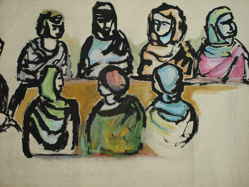 C. Bantsingen (?)  – Studietekening – ‘Laatste Avondmaal’ – Gesigneerd – 1948 kopen? Bied vanaf 1!