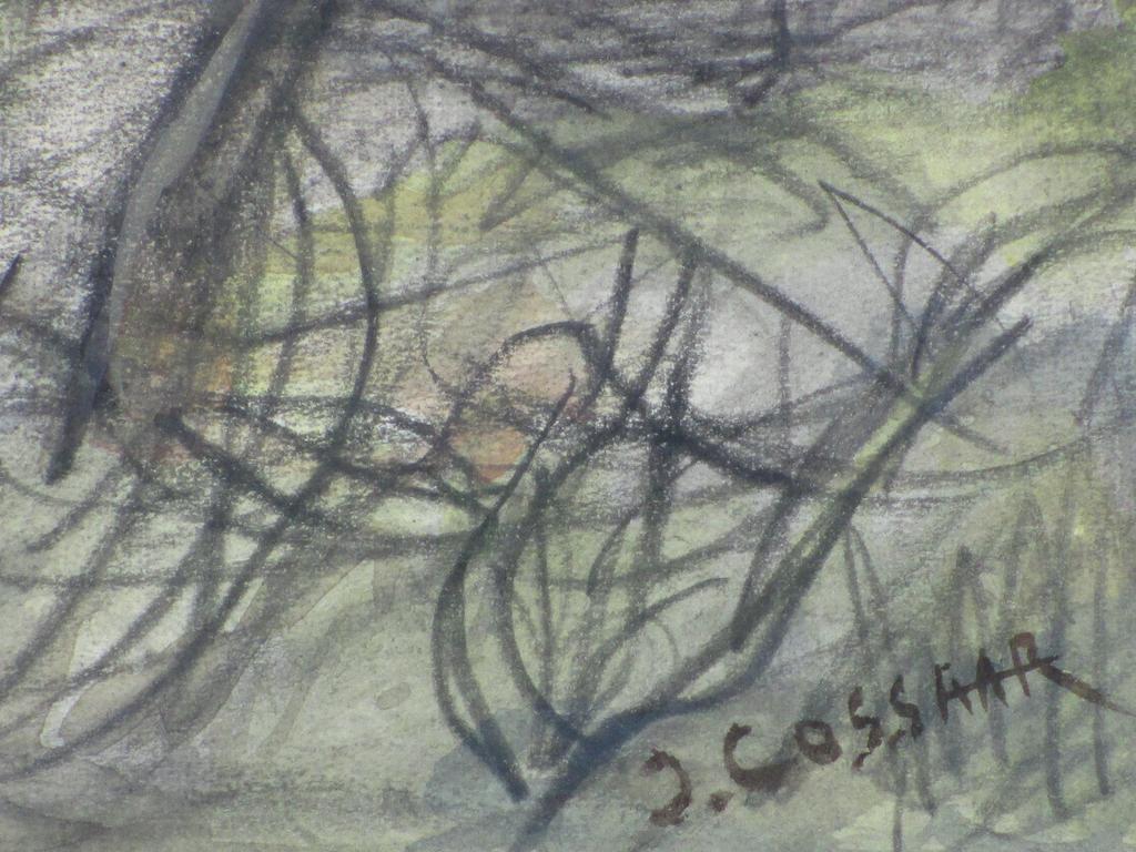 Jan Cossaar, Boerderij met kippen, Gemengde techniek kopen? Bied vanaf 60!