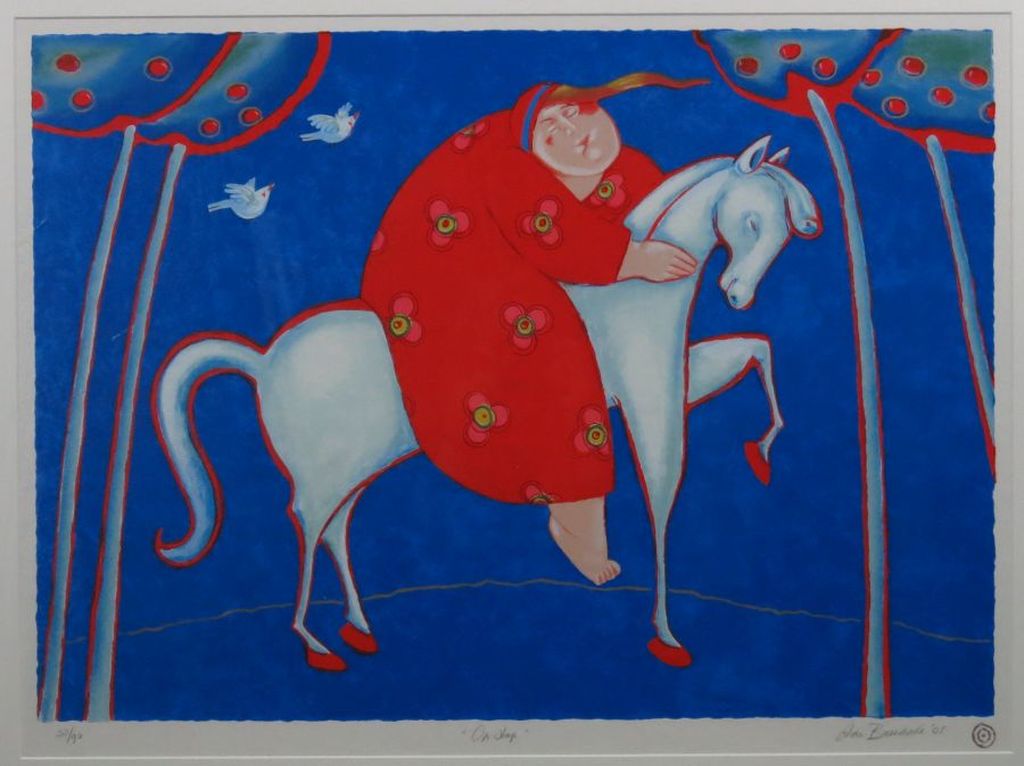 Ada Breedveld: Zeefdruk, Op Stap - Ingelijst verkocht voor € 135!