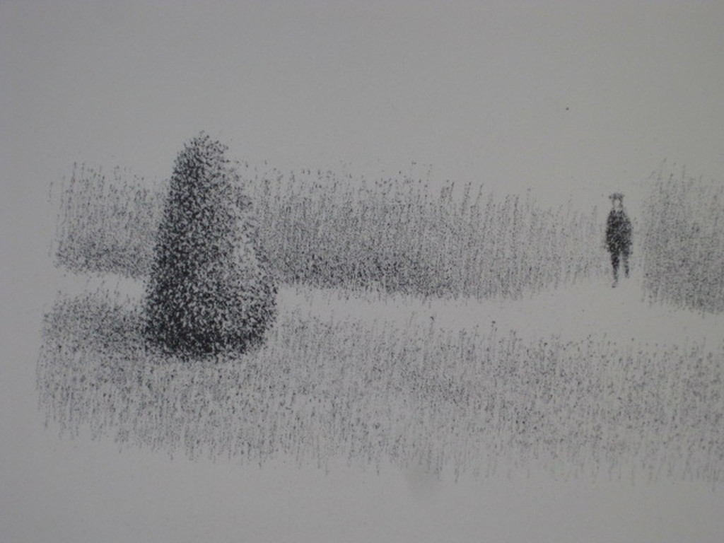 Metten Koornstra - lithografie "man in landschap" ongesigneerd omstreeks 1970 kopen? Bied vanaf 1!