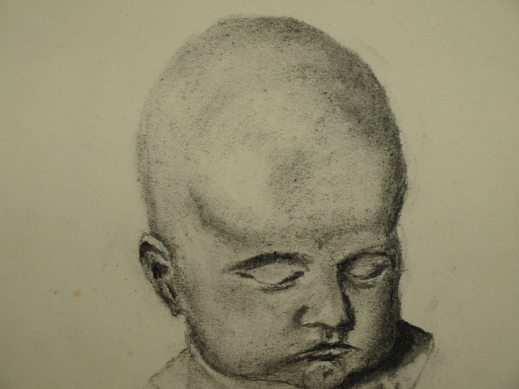 Tekening – Hoofd – Ingelijst  - ca 1970  kopen? Bied vanaf 1!