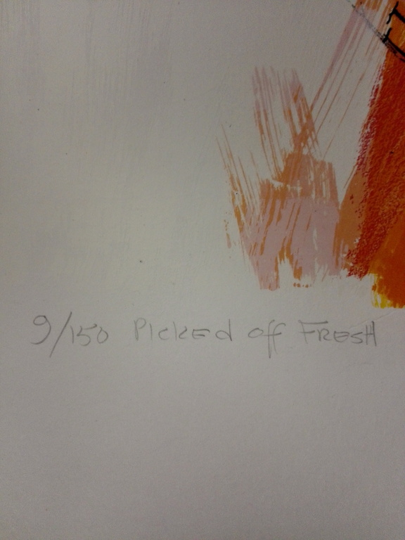 Frank Lejeune, zeefdruk op papier, Titel: picked off fresh kopen? Bied vanaf 50!