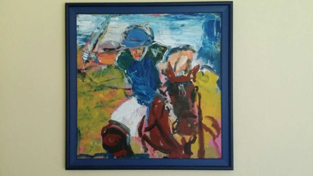 Onbekend. Acryl op doek. Polospeler. kopen? Bied vanaf 59!