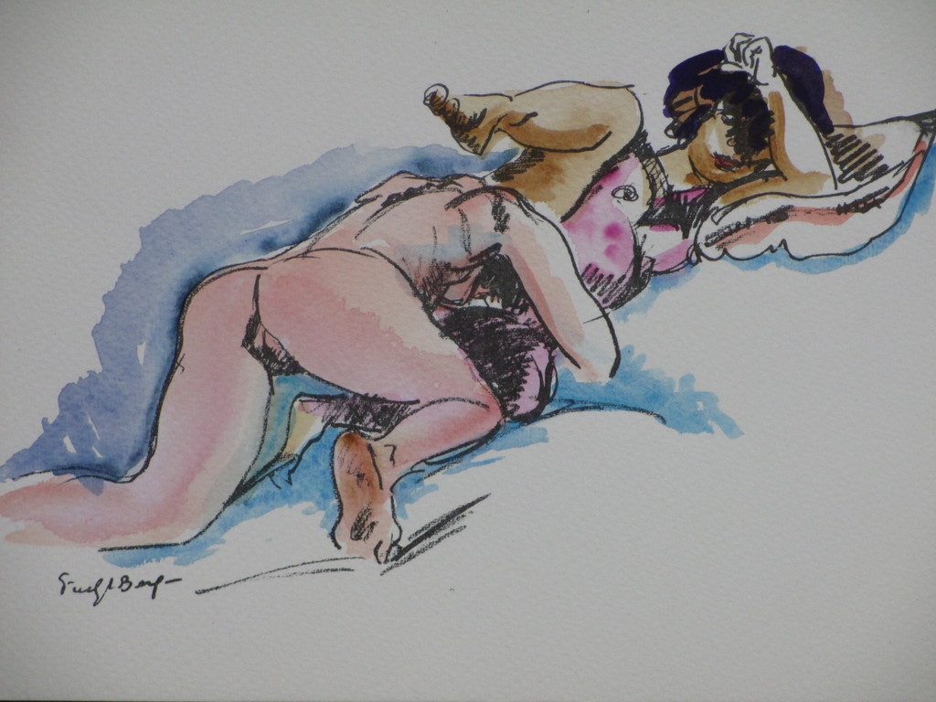 Freek van den Berg, Vriendinnen in hun spel, Handgekleurde litho kopen? Bied vanaf 45!