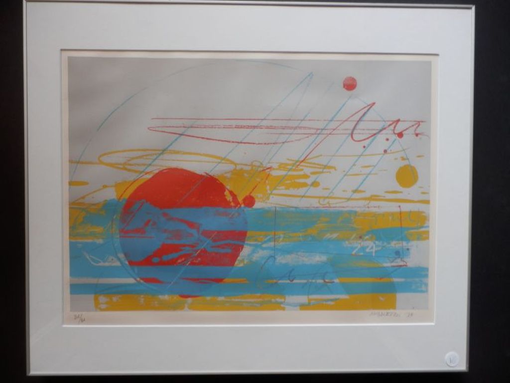 SAM MIDDLETON  -Litho-ABSTRACTE COMPOSITIE    INGELIJST kopen? Bied vanaf 85!