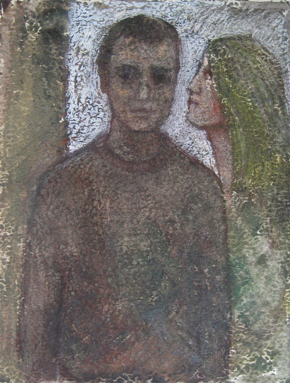 Irene Joffroy - Olieverf en krijt op papier - Jong Stel verkocht voor € 39!