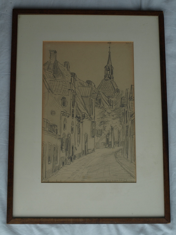 Eugène Rensburg : Tekening , Amersfoort – gesigneerd en ingelijst – 1912 kopen? Bied vanaf 1!