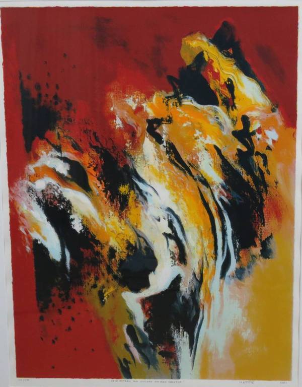 Mattie Schilders: Zeefdruk, Gele rotsen - Ingelijst (groot) kopen? Bied vanaf 50!