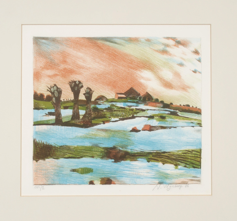 Nicolaas Wijnberg: Litho, Landschap II - Ingelijst kopen? Bied vanaf 40!