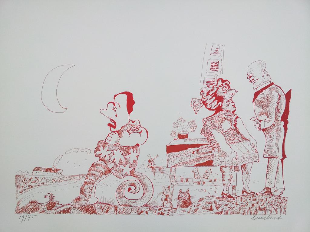 Lucebert: zeefdruk S/N uit Buhnescreens, 1971 verkocht voor € 225!