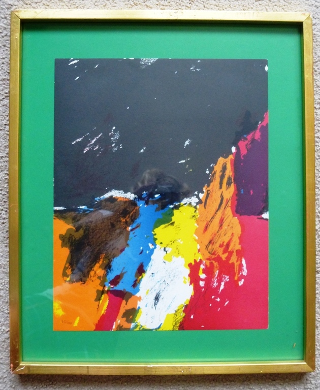 Eugene Brands, ingelijste Litho: Streaming against black, 1968, handgesigneerd verkocht voor € 175!