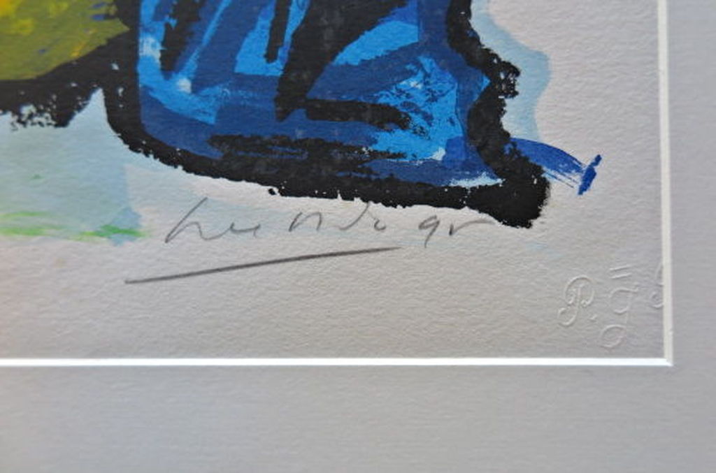 John Lie a Fo - Blue singing birds in the sun - zeefdruk (groot) handgesigneerd kopen? Bied vanaf 1!