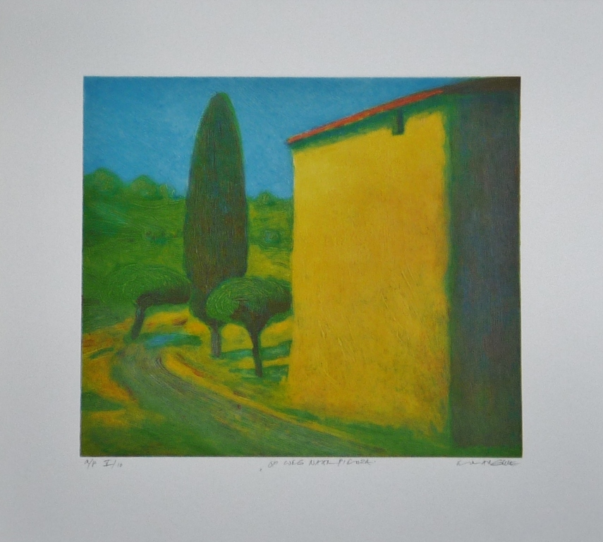 Elmar Gille, Reliefdiepdruk, Op weg naar Pienza,  kopen? Bied vanaf 49!