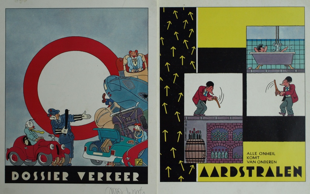 Joost Swarte : 2x prent, Dossier Verkeer + Aardstralen – 1988 verkocht voor € 36!