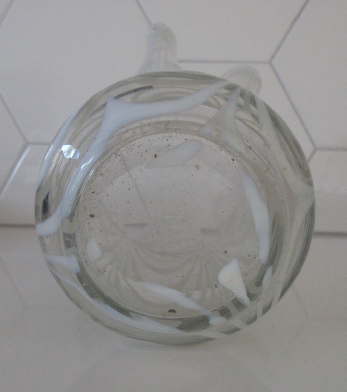 Ongespecificeerd - Murano - blank glazen en witte gekrulde zakdoek vaas kopen? Bied vanaf 15!