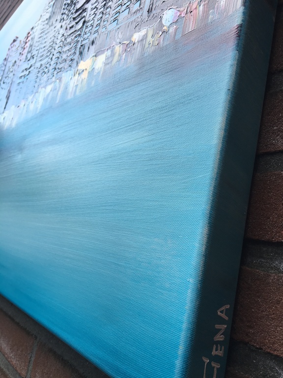 Gena - Skyline city - Gesigneerd - Acrylverf op doek kopen? Bied vanaf 200!