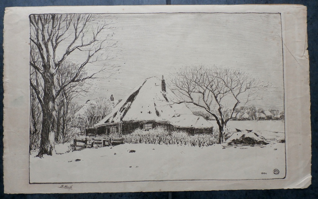 Herman Heuff - boerderij in de winter - 1924 kopen? Bied vanaf 20!