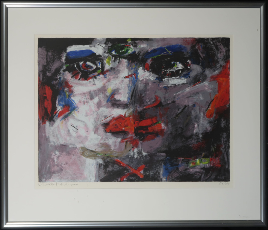 Charlotte Molenkamp: Zeefdruk, Masker - Ingelijst verkocht voor € 85!