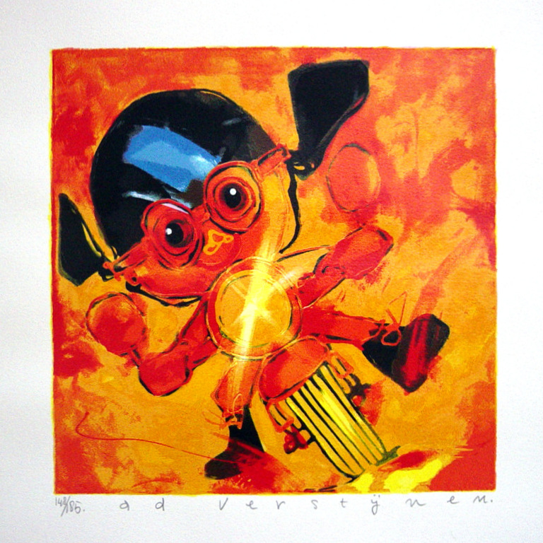 Ad Verstijnen - zeefdruk - motorrijder verkocht voor € 54!