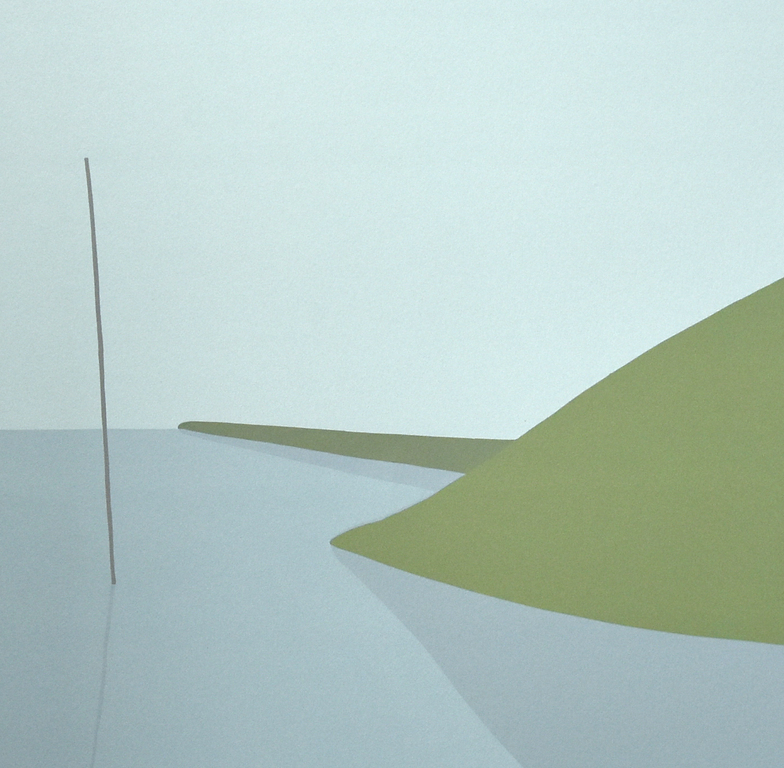 Doris Groeneveld, Zeefdruk IJSSELMEER, Dijk met stok# Artist proef, 1978, Mint kopen? Bied vanaf 1!