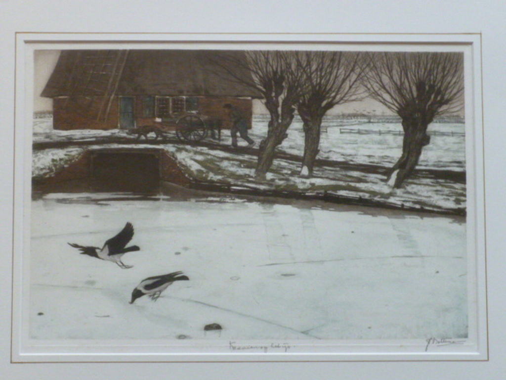 Tjeerd Bottema - kleurenets - Kraaien op het ijs verkocht voor € 160!