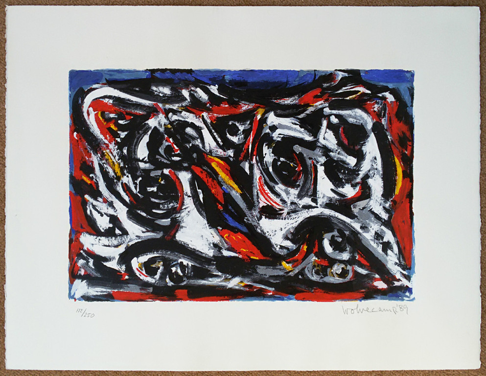 Theo Wolvecamp - Abstracte voorstelling, zeefdruk kopen? Bied vanaf 195!
