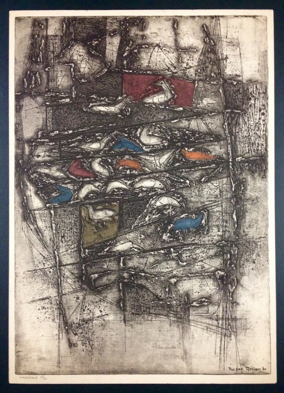 Ru van Rossem, kleurenlitho, "Birdisland" verkocht voor € 55!