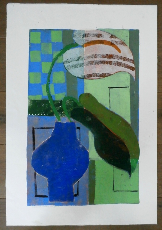 Pieter Klazen - grote acryl op papier: Juffertje in 't groen - 1998 kopen? Bied vanaf 125!
