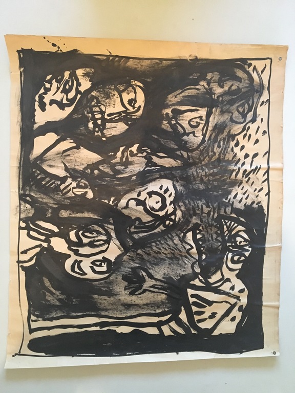 Rik van Iersel, zeer groot origineel werk op papier, 7 figuren kopen? Bied vanaf 50!