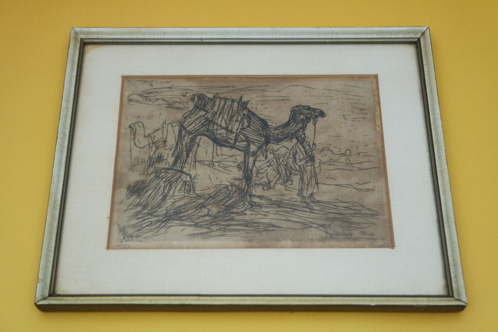 Marius Bauer (1867-1932) - handgesigneerde ets - dromedaris verkocht voor € 185!